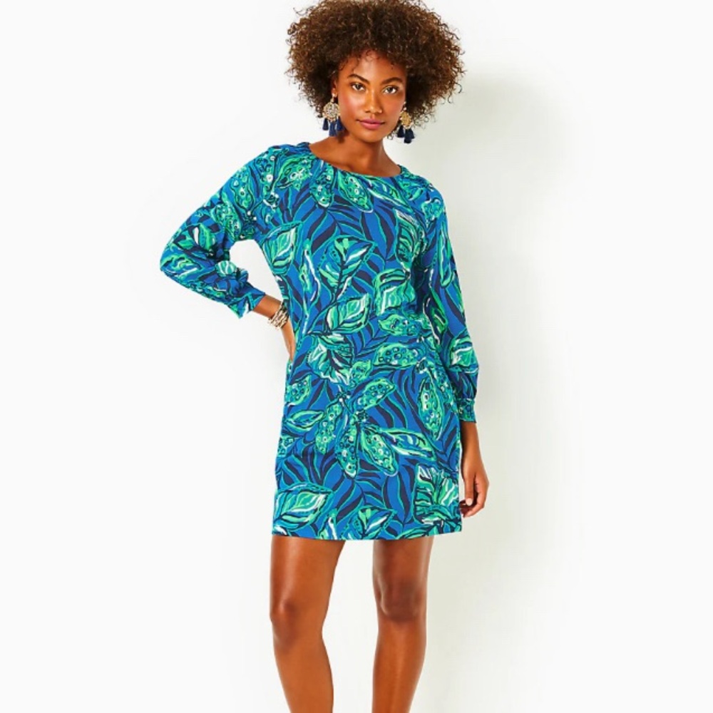 Lilly Pulitzer Elianna 3/4 Sleeve Indigo Breeze Shady Gators Dress
